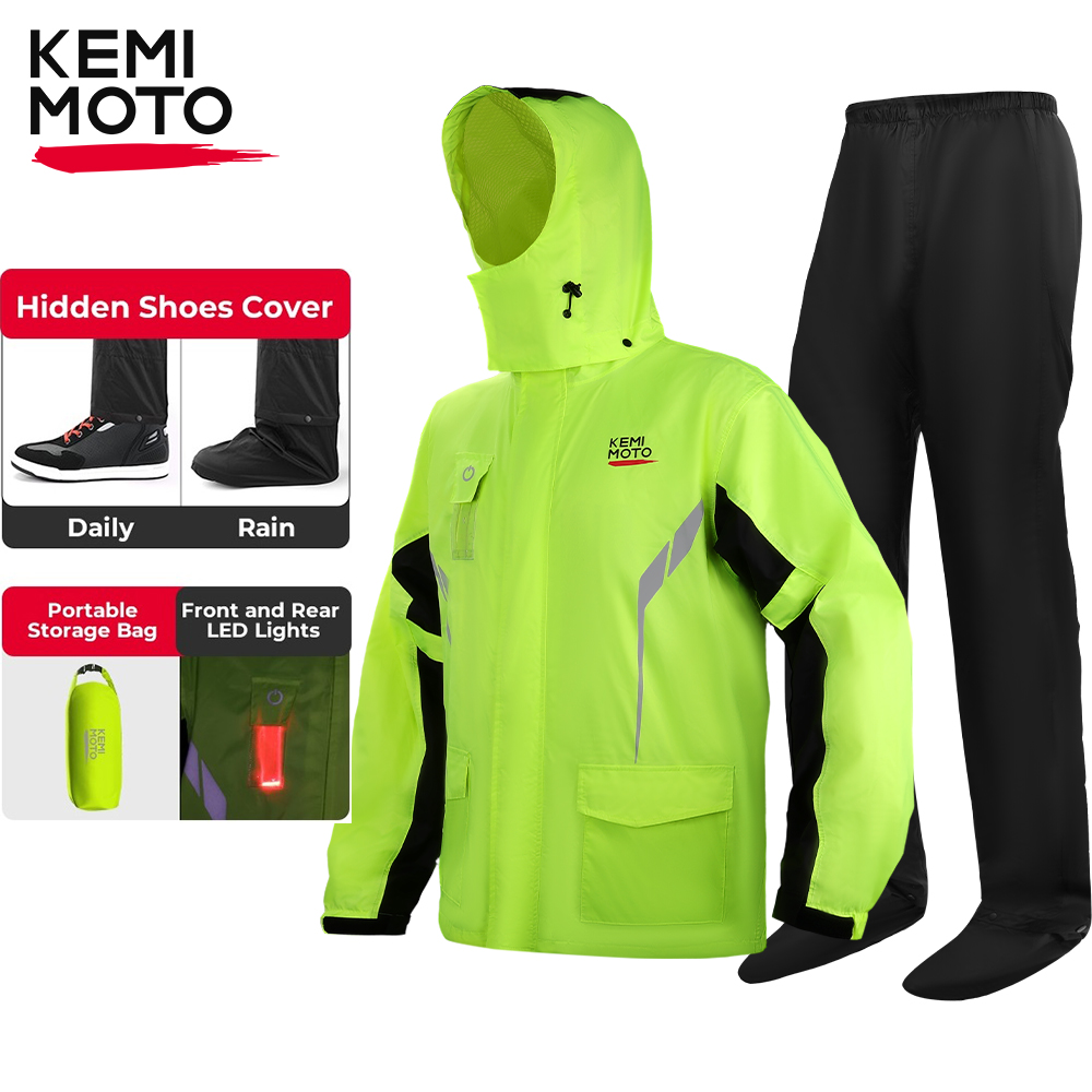 Motorcycle Gear Jacket And Pants - KEMIMOTO Unisex Waterproof Raincoat Set with