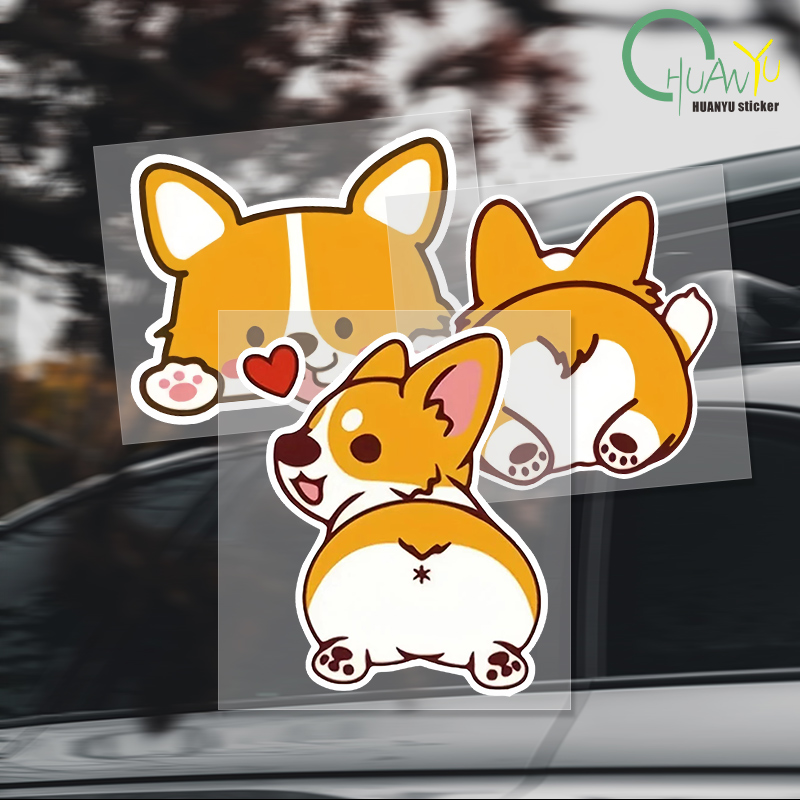 Car Cartoon Car Sticker Corgi  - Motorcycle Gear Equipment review and price
